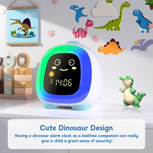 Miniatura 4 de Reloj despertador para niños, luz nocturna infantil con 3 niveles de brillo, 10 modos de color, luz nocturna, modo de repetición de alarma dual