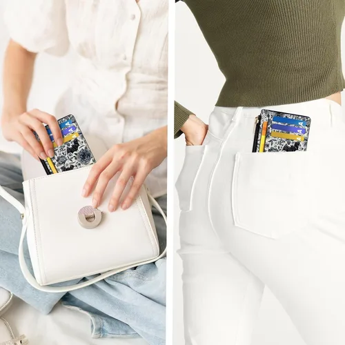Miniatura 6 de Tipmile Tarjetero compacto para tarjetas de crédito con ventana de identificación para mujer, delgada y minimalista, bolsillo frontal, cartera