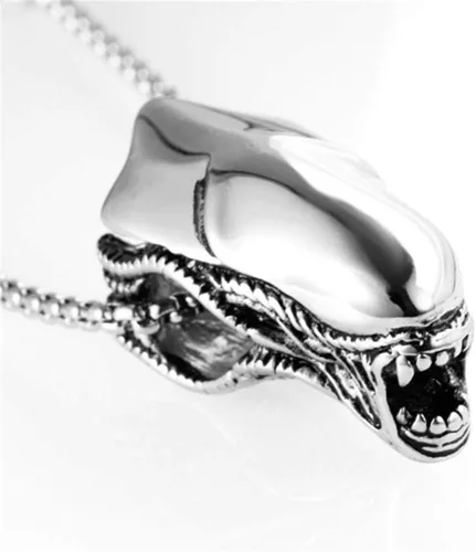 Miniatura 2 de OAKKY Collar con colgante de cabeza de extraterrestre hiperbólico de acero inoxidable para hombre