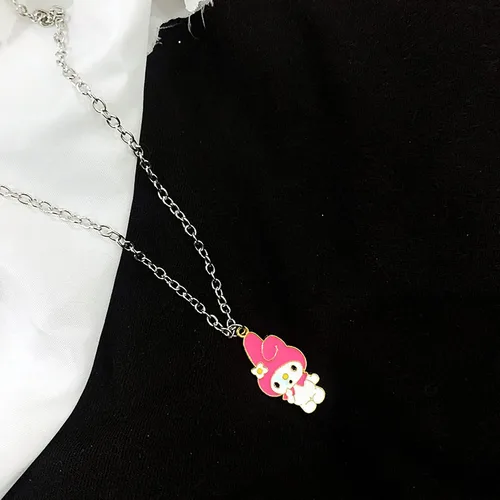 Miniatura 3 de Collar Kawaii My Melody And Kuromi Bff Collar para 2 bonitos collares estéticos colgantes, Acero aleado, vidrio aventurina