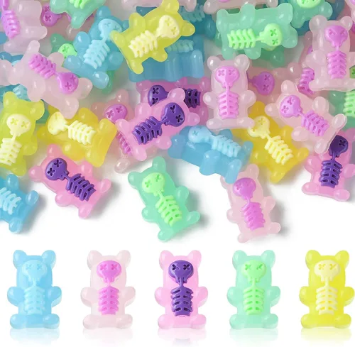 Miniatura 15 de Ipotkitt 100 dijes de resina opaca con diseño de flores, abejas y mariposas, con parte trasera plana, para álbumes de recortes, accesorios