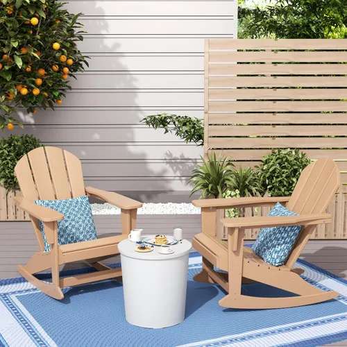 Miniatura 107 de WestinTrends Silla mecedora Malibu de poliéster para exterior/patio Adirondack, Negra