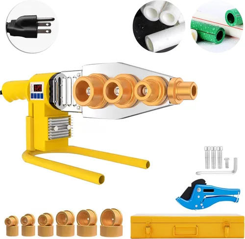 JIAWANSHUN Máquina de soldadura de tubos de plástico, soldador de tubería de agua de plástico de 110 V con 0.79, 0.98, 1.26, 1.57, 1.97, 2.46