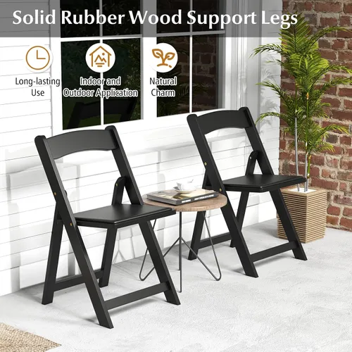 Miniatura 9 de Giantex Juego de 4 sillas plegables, sillas de comedor de madera, sillas plegables acolchadas con respaldo, sillas laterales apilables