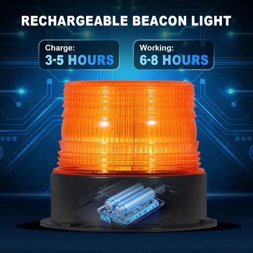 Miniatura 2 de AnTom Luz magnética inalámbrica de baliza, recargable de advertencia intermitente de emergencia, luces estroboscópicas que funcionan