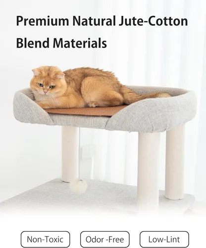 Miniatura 2 de Mordern - Torre de árbol para gatos de 37.4 pulgadas con postes rascadores, torre de árbol para gatos de varios niveles con base grande para M03 GRIS
