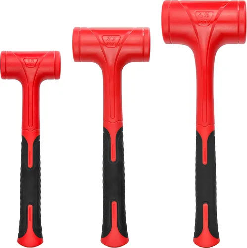 YIYITOOLS Juego de martillo muerto, 3 piezas/16 onzas (1 libra), 27 onzas (1.5 libras), 45 onzas (3 libras), rojo y negro, diseño a prueba de