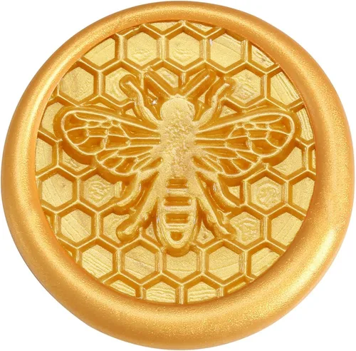 Miniatura 3 de Kit de sello de cera Yoption, sello de sellado de abeja y panal con palos de cera de sellado dorados, rojos y plateados, juego de caja de regalo