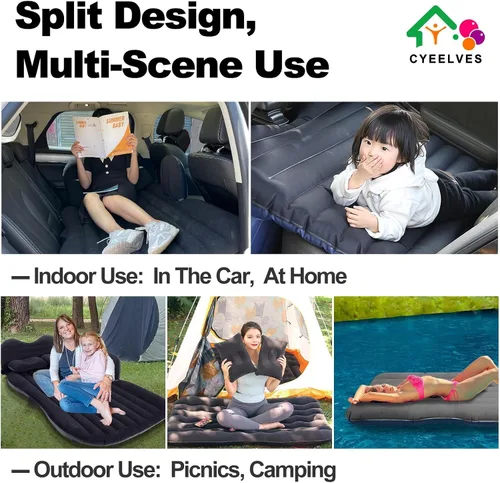 Miniatura 6 de Colchón inflable para automóvil, colchón para asiento trasero de caravana, viajes para automóvil, SUV, camión, berlina, furgonetas, coches grandes