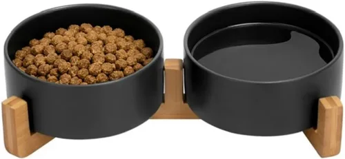 Juego de cuencos de cerámica para gatos y perros pequeños, modernos cuencos para alimentos y agua para mascotas de tamaño pequeño con soporte de