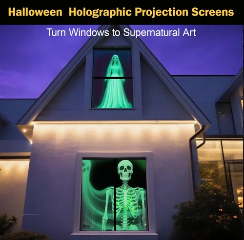 Miniatura 4 de Pantalla de proyección trasera holográfica de 100 pulgadas – Pantalla portátil plegable de doble cara antiarrugas para Halloween, Navidad, noches