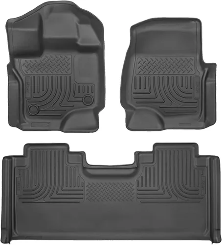 Husky Liners Alfombrillas Weatherbeater | Compatibles con Ford F-150 SUPERCAB 2015-2025 SOLO | Delantero y segunda fila, 3 piezas, negro - 94051