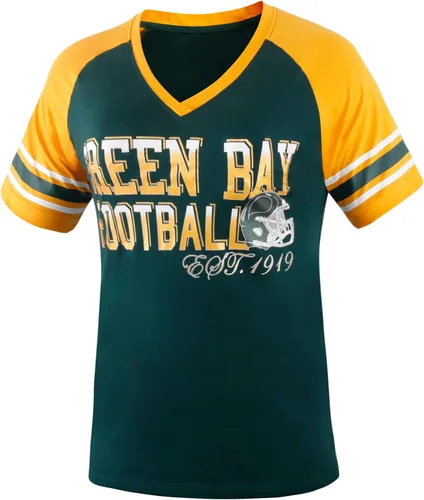 Miniatura 3 de Camisetas raglán Athletic City para aficionados al fútbol para mujer, color verde y amarillo