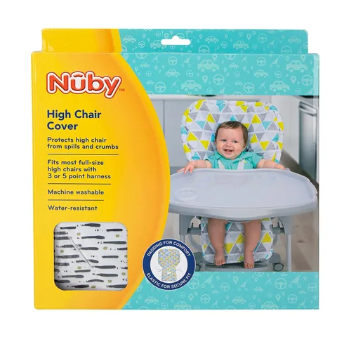 Miniatura 12 de Nuby Funda para silla alta para bebé, protege de derrames y migas, resistente al agua para una fácil limpieza, estampado de pinceladas