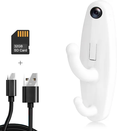 Cámara corporal 1080P con tarjeta SD de 32GB, mini grabadora de video, cámara de seguridad para niñeras con detección de movimiento, pequeña cámara