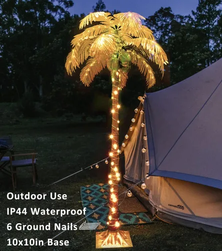 Miniatura 8 de Palmeras iluminadas de 5 pies con control remoto, 35 colores cambiantes, palmeras artificiales iluminadas con cocos, palmera tropical para piscina