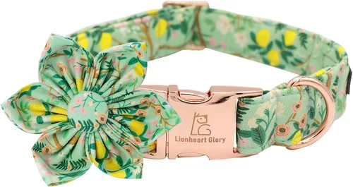 Miniatura 12 de Lionheart glory Collar de perro con flor, collar de perro azul con flores, collar de verano para perro niño o niña, suave, duradero, ajustable