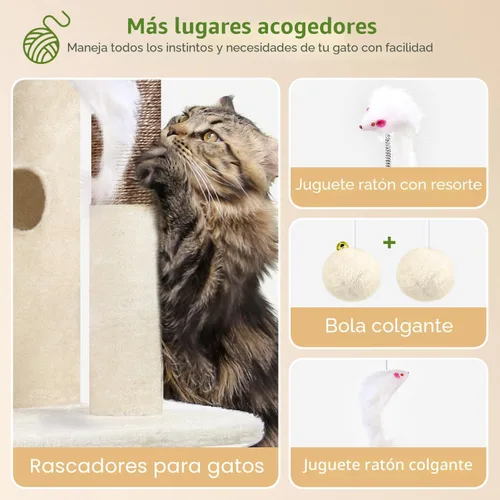Miniatura 5 de Globlazer Torre de árbol para gatos de interior, casa de árbol para gatos adultos de 50 pulgadas para gatos adultos grandes con escalones, poste