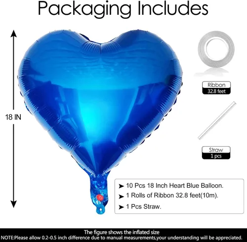 Miniatura 2 de 10 globos de Mylar en forma de corazón azul de 18 pulgadas, para baby shower, boda, día de San Valentín y fiestas
