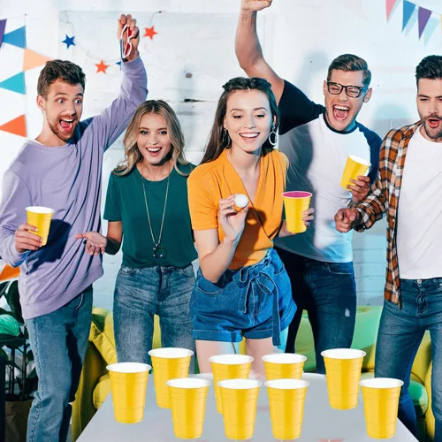 Miniatura 3 de 120 piezas 16 onzas Vasos de plástico amarillos para Acción de Gracias Vasos desechables de plástico amarillos Vasos de fiesta para beber