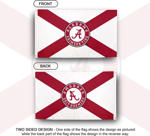 Miniatura 2 de Desert Cactus Bandera de la Universidad de Alabama Crimson Tide Bama UA Banners 100% poliéster para interiores y exteriores, banderas de 3 x 5 pies