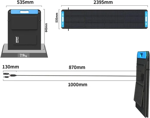 Miniatura 5 de XTAR SP150 Panel solar portátil de 150 W para estación de energía, cargador solar plegable con soporte ajustable, panel altamente eficiente