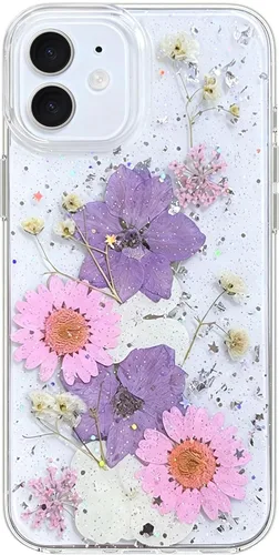 Miniatura 16 de Abbery - Funda diseñada para iPhone 12/12 Pro con purpurina, transparente y linda con diseño de mariposa, correa para la muñeca, brillante