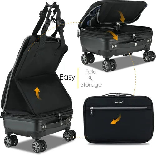Miniatura 6 de VERAGE Equipaje extensible extraíble con ruedas giratorias, Negro -, Equipaje extensible extraíble con ruedas giratorias