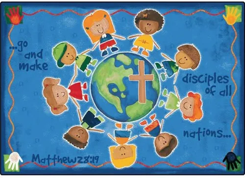 Alfombras para niños KID$Value Plus 92017 Great Commission - Alfombra rectangular de 7 pies 6 pulgadas x 12 pies