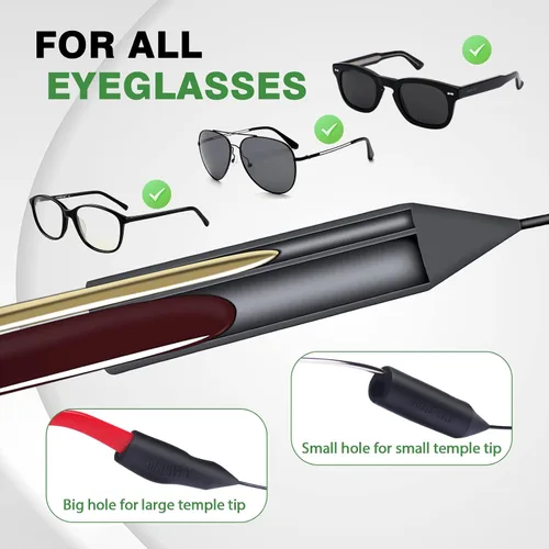 Miniatura 4 de SMARTTOP Correa para gafas, soporte ajustable con dos agujeros mejorados, correa de cuerda para anteojos sin cola, soporte para gafas de sol