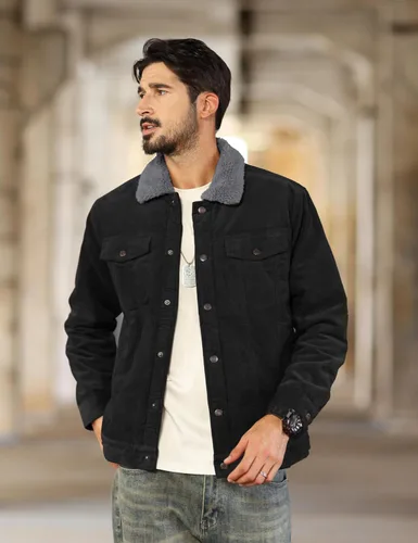 Miniatura 2 de TACVASEN Men's Corduroy Jacket Fleece Sherpa Lined Winter Coats Warm Thick Cotton Casual Trucker Cargo Jacket