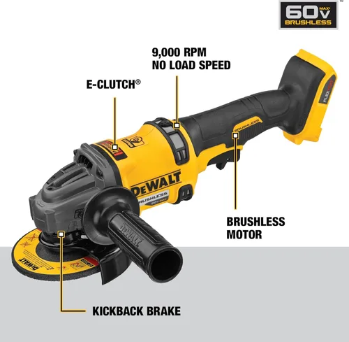 Miniatura 3 de DEWALT FLEXVOLT 60V MAX* Amoladora angular con kit de freno de retroceso, 4-1/2 pulgadas a 6 pulgadas (DCG418X1)