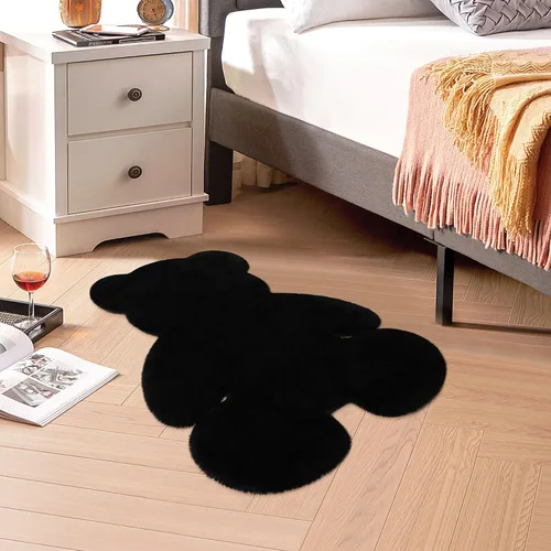 Miniatura 8 de Alfombra de pelo de oveja sintética de 2 pies, suave y esponjosa, bonita alfombra de felpa para guardería, habitación de niños y niñas, decoración