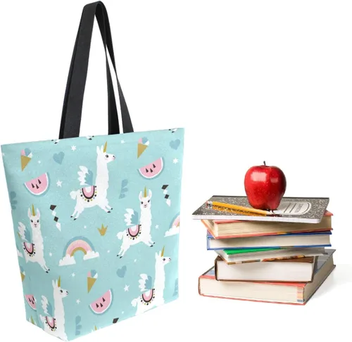 Miniatura 4 de ZzWwR Elegante bolsa de hombro extragrande con estampado para viajes a la playa, fin de semana, gimnasio, compras de comestibles.., Llama de dibujos