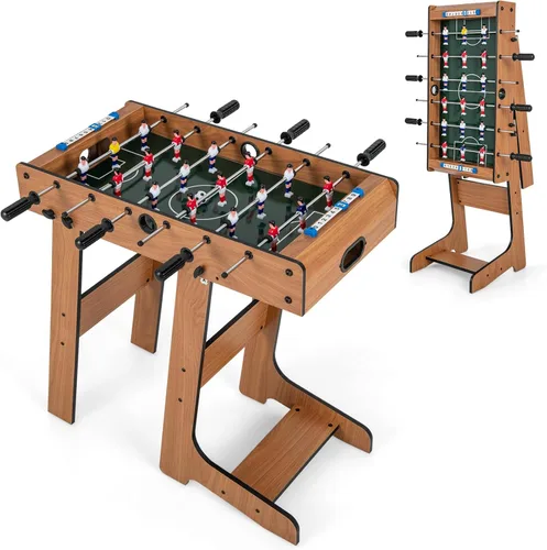 Goplus Mesa de futbolín plegable, mesa de fútbol de madera de 27 pulgadas con 2 balones de fútbol y guardadores de puntuación, juego de fútbol