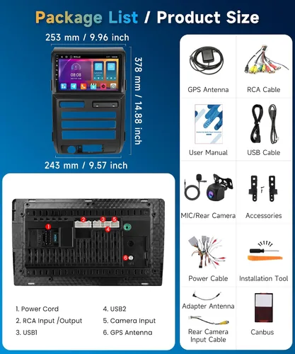Miniatura 5 de Radio de coche 2+64G para Ford F150 2009 2010 2011 2012, Carplay inalámbrico Android Auto Radio estéreo Android 9 pulgadas pantalla táctil Bluetooth