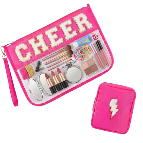 Miniatura 15 de Hillban Juego de 2 bolsas de bebé de chenilla, bolsas de letras de chenilla, bolsa de maquillaje, bolsa de viaje para bebé, impermeable, portátil