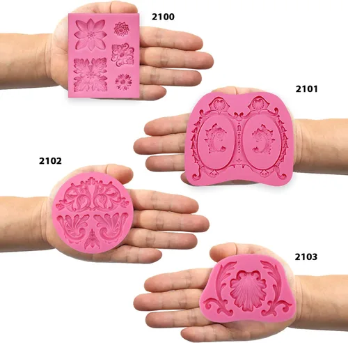 Miniatura 6 de Funshowcase Medallón floral de acanto Flourish Scroll Lace Fondant Moldes de silicona para decoración de pasteles, proyectos de manualidades