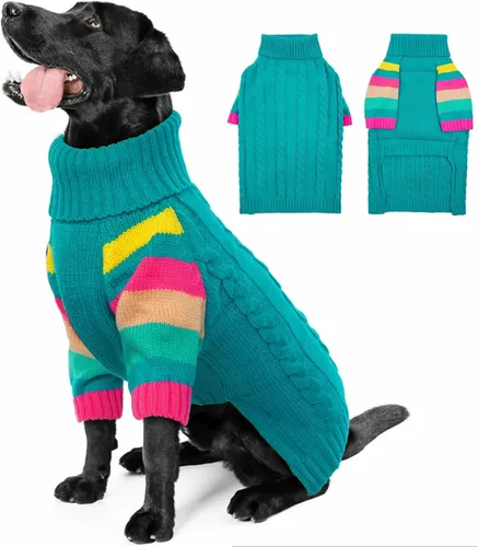 Suéteres para perros de tamaño grande de invierno, suéter de cuello alto extra grande para perros machos y hembras, suéter cálido de Navidad para
