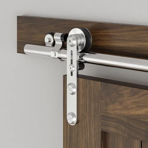 Miniatura 7 de CCJH Kit de herrajes para puertas correderas de acero inoxidable de 5.5 pies, kit de puerta de granero de madera resistente y suave, apto