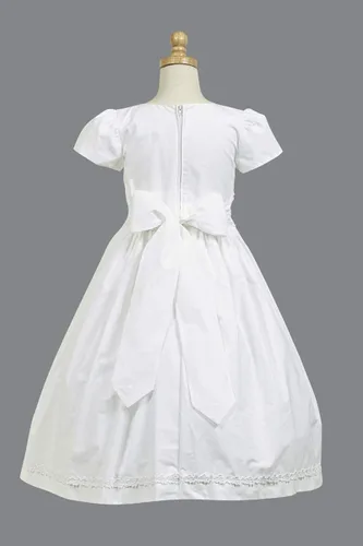 Miniatura 5 de Lito de algodón blanco Smocked Comunión Vestido de manga corta tamaño 712 10 Blanco
