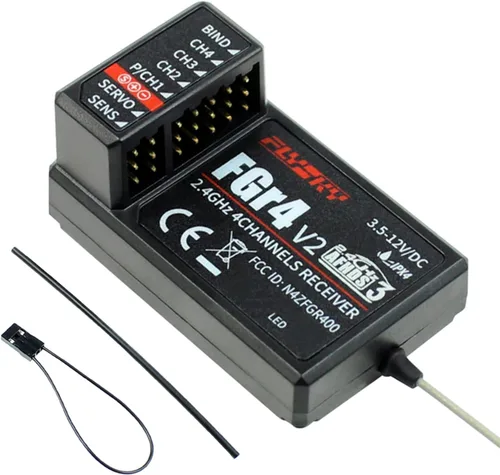 HTLNUZD Flysky FS-FGR4 V2 Receptor bidireccional de antena única con 2.4Ghz 4CH AFHDS3 PPM/IBUS/S.Bus/PWM Salida Compatible Rc Truck Boat Noble