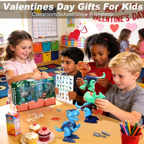 Miniatura 7 de Laradola Juguetes de dinosaurio para niños de 3, 4, 5, 6, 7, 8 años, juguetes de dinosaurio desarmables para niños de 3 a 5 y de 5 a 7 años, Verde