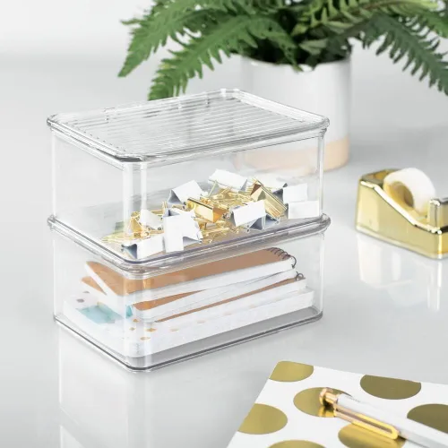 Miniatura 2 de mDesign Organizador de escritorio de plástico para el hogar y la oficina