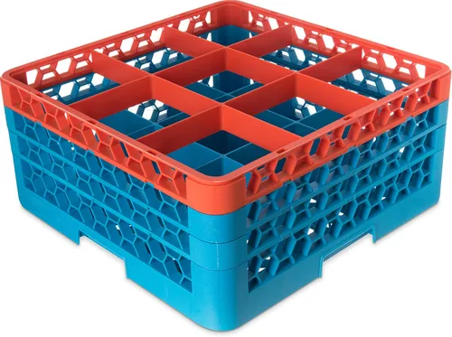Miniatura 101 de Carlisle FoodService Products RG9-214 OptiClean Estante de vidrio con 9 compartimentos con 2 extensores, 7.12 pulgadas, polipropileno, azul