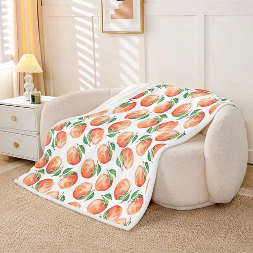 Miniatura 3 de Feelyou - Manta de forro polar con estampado de melocotones, diseño tropical de frutas, suave y linda, para cama, sofá, sillón, decoración de Multi