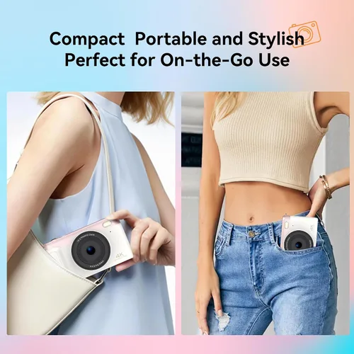 Miniatura 6 de 4K Digital Camera Vlogging Camera for Travel Point and Shoot 75MP Photo Resolution, 4K 30FPS Video, 3-Inch Flip IPS Screen, 2500mAh Battery, 32GB