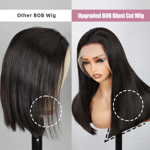 Miniatura 4 de Pelucas de cabello humano lacio con encaje frontal de hueso de 13 x 4 para mujeres negras, densidad del 200 %, peluca frontal de encaje transparente