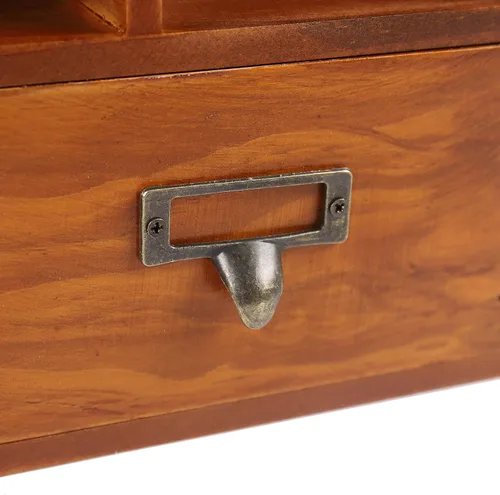 Miniatura 8 de Estante de almacenamiento vintage con 2 cajones, 9 cubos de madera, estante abierto para dormitorio, 13.1 x 3.93 x 16.7 pulgadas, mango de metal