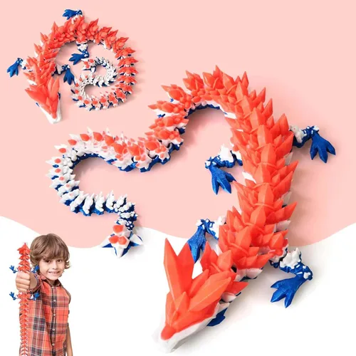 Miniatura 11 de meturebear Dragón Grande Impreso en 3D, Juguetes de Dragón 3D de 30 Pulgadas, Juguetes de Animales de Cristal Fidget Más Grandes, Animales Arcoír